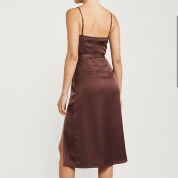 Abercrombie & Fitch Satin Slip Mini Dress in Brown - Picture 3 of 9
